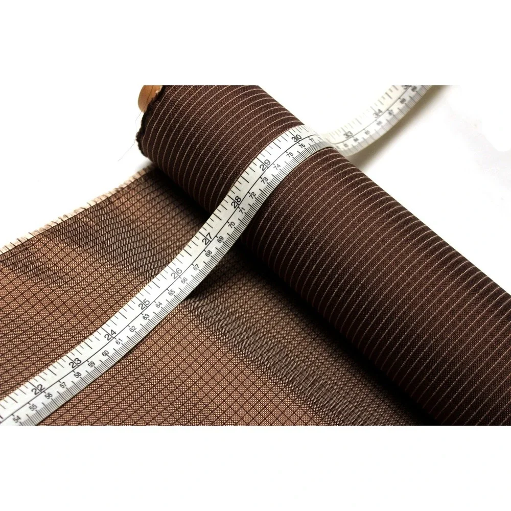 100% Silk Fabric Brown Plaid Check By The Half Yard Sewing Craft F333